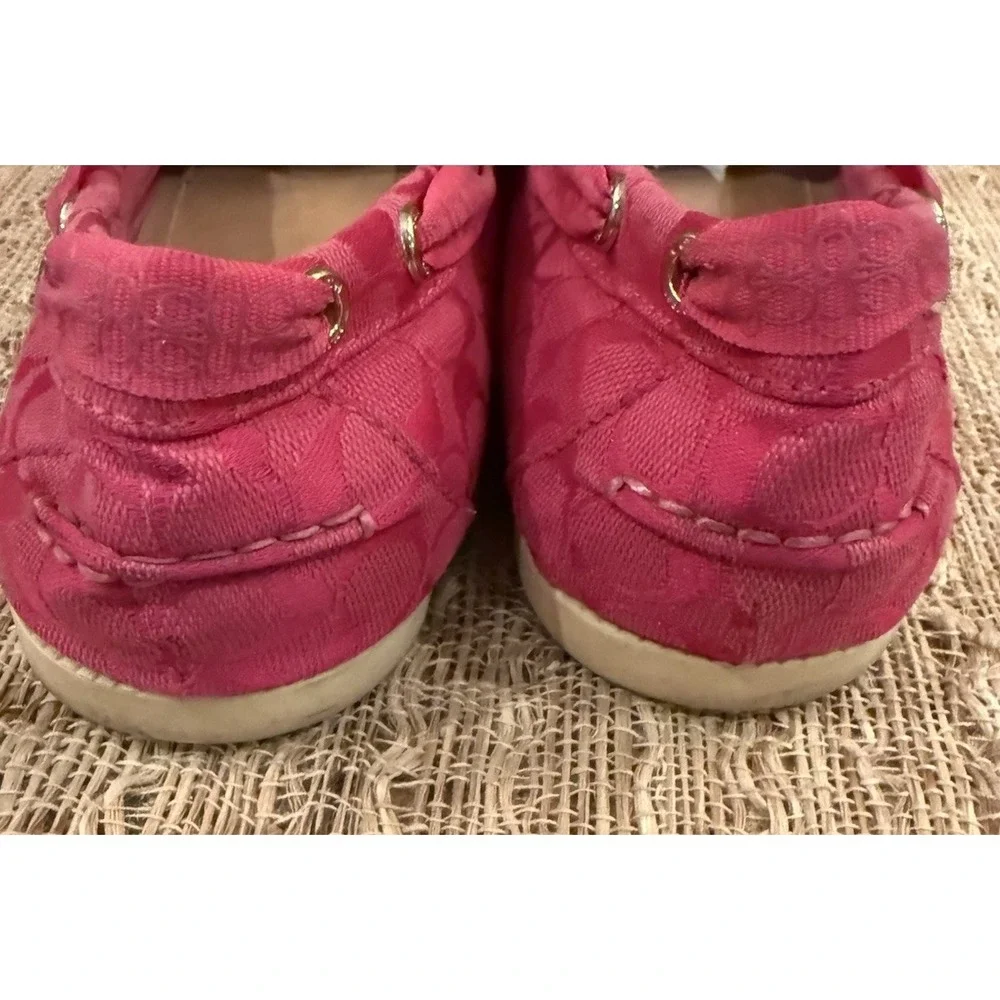 Coach Carisa Q1741 Women's Hot Pink Boat Shoe Slip On Bow Loafers 9B - Picture 11 of 12